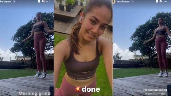 Mira Rajput's 'morning grind' is all about 'picking speed' while skipping rope(Instagram/mira.kapoor)