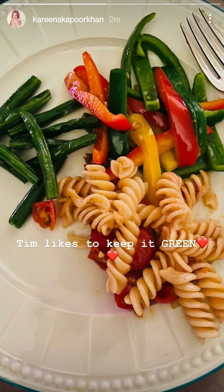 Kareena Kapoor shares a photo of her meal.