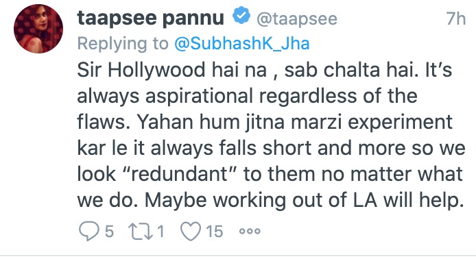 Taapsee's tweet on The Tomorrow War.