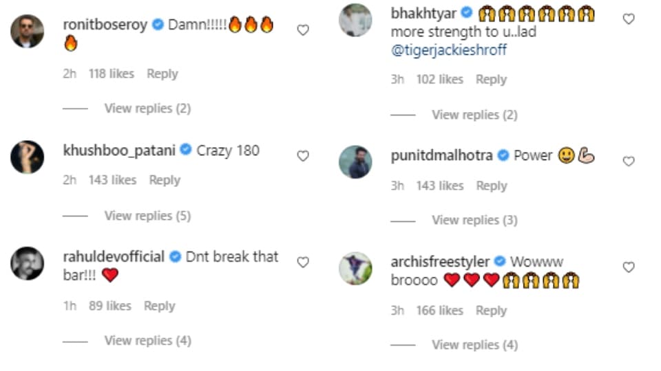 Comments on Tiger Shroff’s video. Comments on Tiger Shroff’s video.