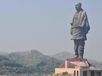 A view of the Statue of Unity at Kevadiya colony in Gujarat’s Narmada district.(PTI) A view of the Statue of Unity at Kevadiya colony in Gujarat’s Narmada district.(PTI)