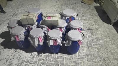 Six gunny bags were found to be filled with 294 kg of heroin. (HT Photo) Six gunny bags were found to be filled with 294 kg of heroin. (HT Photo)