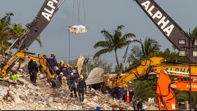 The demolition opened up a previously inaccessible area for the search, though the chances of finding any survivors there waned, Miami-Dade County Mayor Daniella Levine Cava said. (AP) The demolition opened up a previously inaccessible area for the search, though the chances of finding any survivors there waned, Miami-Dade County Mayor Daniella Levine Cava said. (AP)