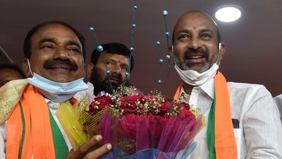 Bandi Sanjay Kumar, MP & BJP State President said that reports and pre-poll surveys show Eatala Rajender will be a certain winner from the Huzurabad constituency. (ANI Photo) Bandi Sanjay Kumar, MP & BJP State President said that reports and pre-poll surveys show Eatala Rajender will be a certain winner from the Huzurabad constituency. (ANI Photo)