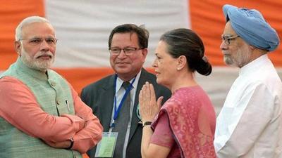 Prime Minister Narendra Modi with Congress president Sonia Gandhi, and former PM Manmohan Singh. (File photo) Prime Minister Narendra Modi with Congress president Sonia Gandhi, and former PM Manmohan Singh. (File photo)