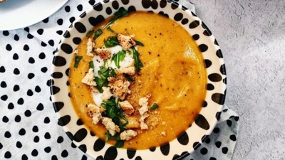 Roast pumpkin soup: A comforting bowl of this mouth-watering soup is all you need on a rainy day or cold winter evening. Top it with some croutons and serve hot.  (Instagram/@dottys.bowl)
