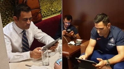 MS Dhoni playing PUBG (HT Collage)