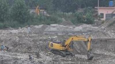 SAD president Sukhbir Badal had raided mining sites in Hoshiarpur on Saturday and had accused Moga MLA Darshan Brar of being involved in the illegality. (HT FILE PHOTO)