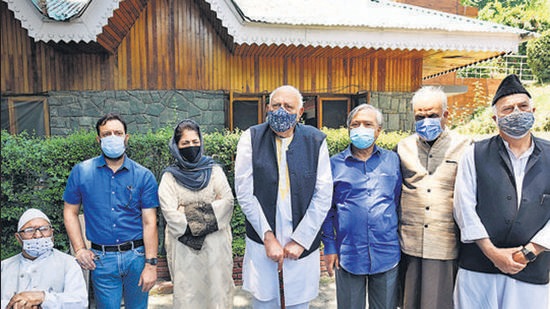 PAGD leaders speak to the media in Srinagar on June 22, days before the all-party meeting in New Delhi. (File photo) PAGD leaders speak to the media in Srinagar on June 22, days before the all-party meeting in New Delhi. (File photo)