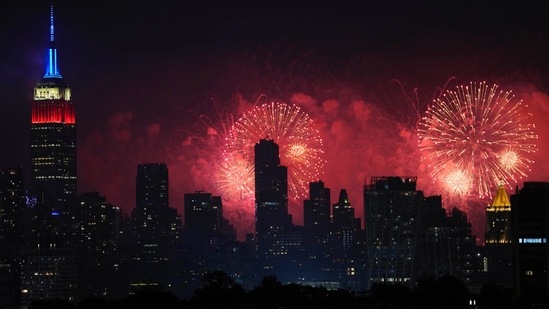 Fireworks explode over the New York City skyline during Macy's 4th of July fireworks display. (AP/PTI)