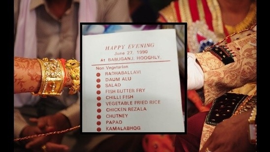 The image of the wedding card menu was shared on Twitter.(Twitter/@SadMandalorian)