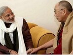 Prime Minister Narendra Modi with Tibetan spiritual leader Dalai Lama.