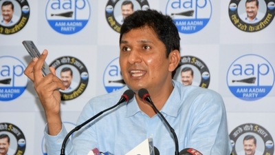 AAP Chief Spokesperson Saurabh Bharadwaj addresses a press conference at 206 Rouse Avenue, in New Delhi. (ANI Photo) AAP Chief Spokesperson Saurabh Bharadwaj addresses a press conference at 206 Rouse Avenue, in New Delhi. (ANI Photo)