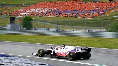 Haas driver Nikita Mazepin of Russia steers his car (AP) Haas driver Nikita Mazepin of Russia steers his car (AP)