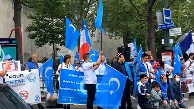 The protests, organised by the Association des Ouïghours de France was meant as a medium to raise awareness about the ongoing genocide. (Screengrab)