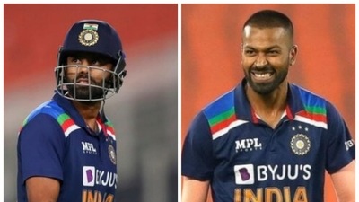 India's Suryakumar Yadav gives update on Hardik Pandya's (right) bowling. (HT Collage) India's Suryakumar Yadav gives update on Hardik Pandya's (right) bowling. (HT Collage)