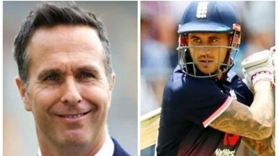 Michael Vaughan reacts to Covid outbreak in England camp, says they might see Alex Hales (right) play again. (HT Collage) Michael Vaughan reacts to Covid outbreak in England camp, says they might see Alex Hales (right) play again. (HT Collage)