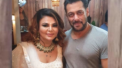 Rakhi Sawant poses with Salman Khan. Rakhi Sawant poses with Salman Khan.
