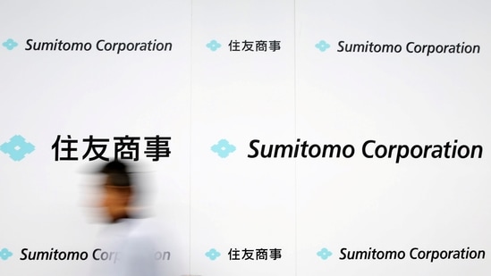 Logos of Sumitomo Corp are seen after the company's initiation ceremony at its headquarters in Tokyo, Japan.(REUTERS)