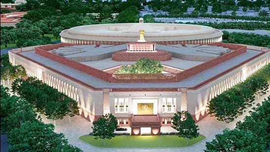 A model of the proposed new Parliament building, in New Delhi. (File photo) A model of the proposed new Parliament building, in New Delhi. (File photo)