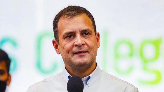 **EDS: IMAGE POSTED BY @INCIndia** Kochi: Congress leader Rahul Gandhi interacst with students during his visit to St Theresa College in Kochi, Monday, March 22, 2021. (PTI Photo) (PTI03_22_2021_000069B) (PTI)