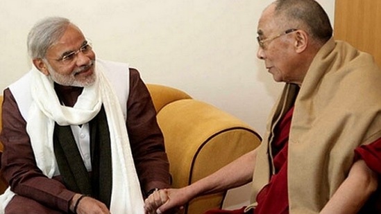 Prime Minister Narendra Modi with Tibetan spiritual leader Dalai Lama.