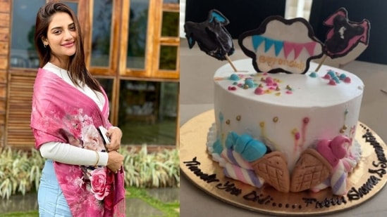 Nusrat Jahan, who is currently pregnant, shared a picture of a cake she received. 