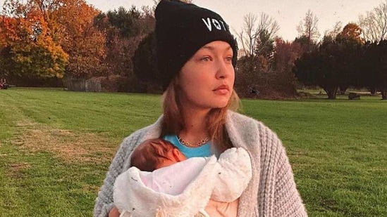 Gigi Hadid with her daughter Khai.