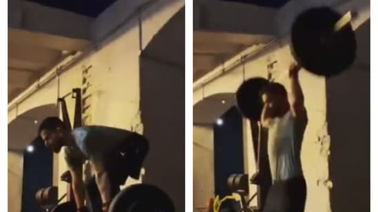 Virat Kohli working out.(Twitter/Screengrab) Virat Kohli working out.(Twitter/Screengrab)