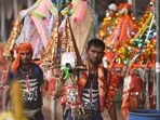 The Kanwar Yatra is an annual pilgrimage that devotees of Lord Shiva undertake during the monsoon in the Hindu holy month of Shravan (July).(Sanchit Khanna/HT File)