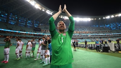 Denmark's Kasper Schmeichel (Pool via REUTERS)