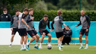 Denmark's Andreas Christensen during training (REUTERS)