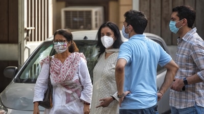 Family members seen outside the residence of Kitty Kumaramangalam, wife of late former Union Minister P Rangarajan Kumaramangalam, where she was murdered during a robbery bid at Vasant Vihar, in New Delhi, India, on Wednesday, July 07, 2021. (Photo by Sanchit Khanna/ Hindustan Times) Family members seen outside the residence of Kitty Kumaramangalam, wife of late former Union Minister P Rangarajan Kumaramangalam, where she was murdered during a robbery bid at Vasant Vihar, in New Delhi, India, on Wednesday, July 07, 2021. (Photo by Sanchit Khanna/ Hindustan Times)