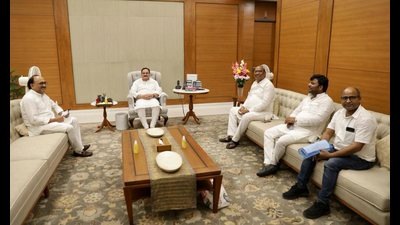 Nishad Party national president Sanjay Nishad and MP Praveen Nishad had met BJP national president JP Nadda in Delhi recently. (PTI file) Nishad Party national president Sanjay Nishad and MP Praveen Nishad had met BJP national president JP Nadda in Delhi recently. (PTI file)