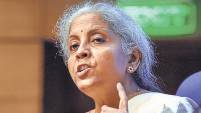 New Delhi: Union Finance Minister Nirmala Sitharaman addresses a press conference in New Delhi, Monday, June 28, 2021. (PTI Photo/Manvender Vashist)(PTI06_28_2021_000169B) (PTI)