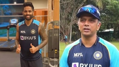 Suryakumar Yadav (L) excited to play under coach Rahul Dravid (R) (HT Collage) Suryakumar Yadav (L) excited to play under coach Rahul Dravid (R) (HT Collage)