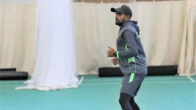 Pakistan captain Babar Azam (in frame) reveals team's reaction to Covid outbreak in England camp. (TWITTER)