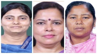 Anupriya Patel, Meenakshi Lekhi, Sushri Pratima Bhoumik (From left to right) are the three women MPs who took oath on Wednesday. Anupriya Patel, Meenakshi Lekhi, Sushri Pratima Bhoumik (From left to right) are the three women MPs who took oath on Wednesday.
