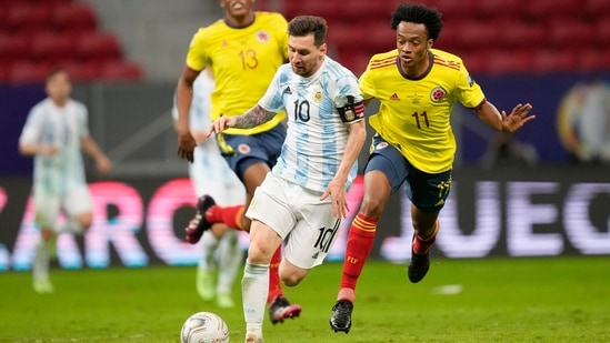 Argentina's Lionel Messi in action during a Copa America semifinal soccer match at the National Stadium in Brazil.(AP)