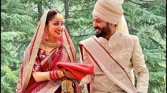 Yami Gautam gracing a sari at her wedding ceremony