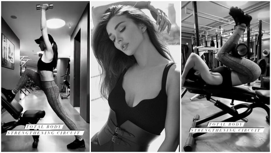Amy Jackson total body strengthening circuit in new workout video(Instagram/@iamamyjackson) Amy Jackson total body strengthening circuit in new workout video(Instagram/@iamamyjackson)