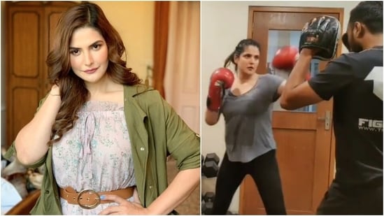 Zareen Khan's intense boxing session video will pump you up for midweek workout(Instagram/@zareenkhan)