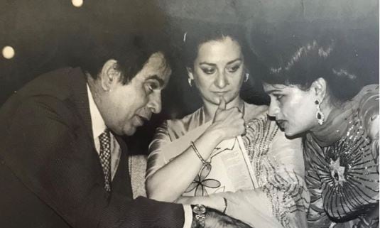 Dilip Kumar, Saira Banu and Padmini Kolhapure Dilip Kumar, Saira Banu and Padmini Kolhapure