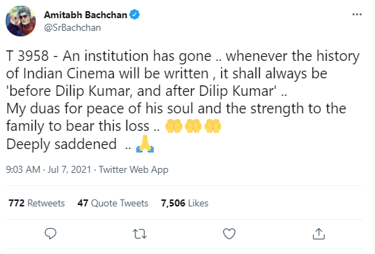 Amitabh Bachchan tweeted.