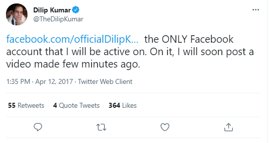 Dilip Kumar had taken to Twitter to make the announcement.