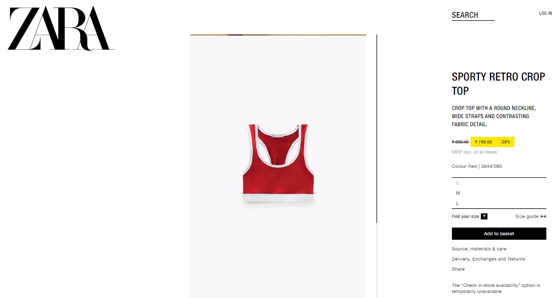 Khushi Kapoor’s red sports bra from Zara(zara.com)