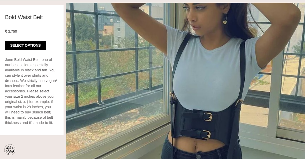 Sussanne Khan's faux leather waist belt from Jenn(thelabeljenn.com)