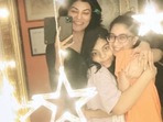 Sushmita Sen poses with her daughters Renee Sen and Alisah Sen.