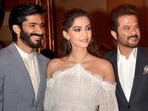 Harsh Varrdhan Kapoor poses with sister Sonam Kapoor and father Anil Kapoor.