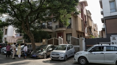 Family members seen outside the residence of Kitty Kumaramangalam, wife of late former Union Minister P Rangarajan Kumaramangalam, where she was murdered during a robbery bid at Vasant Vihar, in New Delhi, India, on Wednesday, July 07, 2021. (Photo by Sanchit Khanna/ Hindustan Times) Family members seen outside the residence of Kitty Kumaramangalam, wife of late former Union Minister P Rangarajan Kumaramangalam, where she was murdered during a robbery bid at Vasant Vihar, in New Delhi, India, on Wednesday, July 07, 2021. (Photo by Sanchit Khanna/ Hindustan Times)